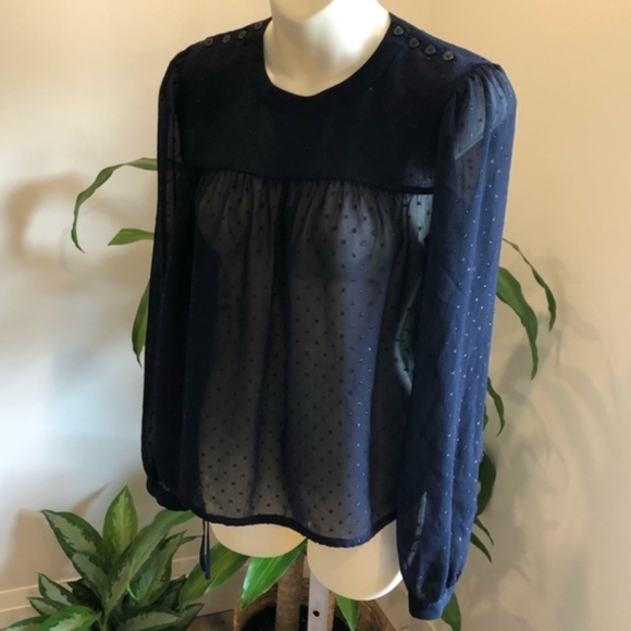 AllSaints Eliana Shimmer Top, Mystic Blue - Picture 4 of 7